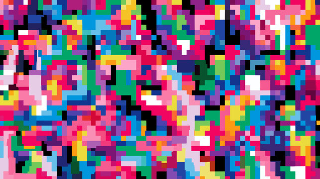 Colorful abstract pixelated design representing glitch background  