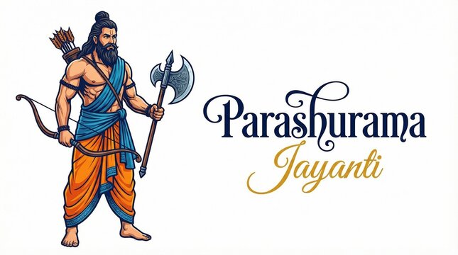 Parashurama Jayanti Lord Parashurama Illustration with Axe Hindu Festival Concept on White Background