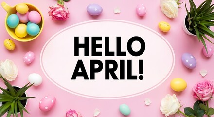 Fototapeta premium Celebrating the arrival of april with colorful easter eggs and vibrant spring decorations