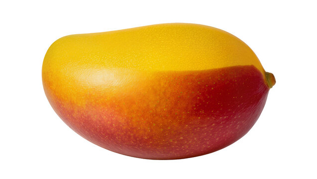 Ripe yellow and red mango fruit, isolated on transparent background