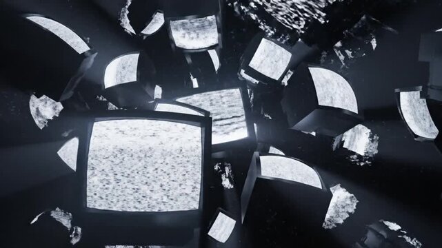 CRT scanline texture tunnel with vintage TV noise and static glitch