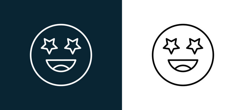 Two-color famous outline icon pair in black and white, editable stroke vector illustration for web, mobile apps, UI design, branding, and print from emoji