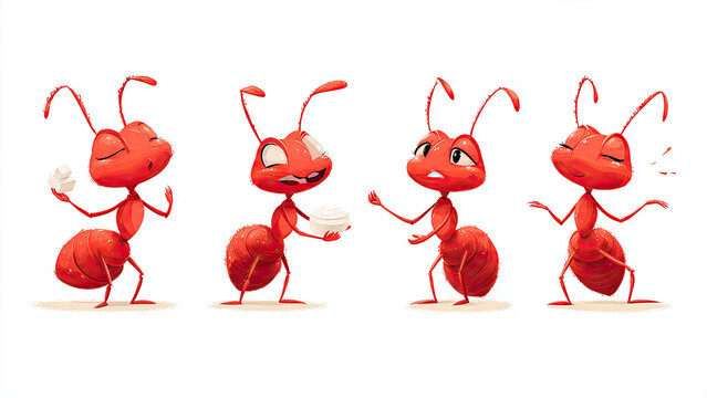 red ant isolated on white