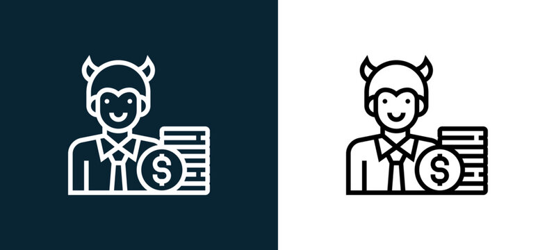 Two-color cheater outline icon pair in black and white, editable stroke vector illustration for web, mobile apps, UI design, branding, and print from CORRUPTION ELEMENTS