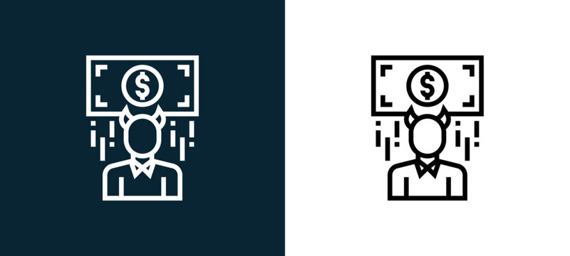 Two-color cheater outline icon pair in black and white, editable stroke vector illustration for web, mobile apps, UI design, branding, and print from CORRUPTION ELEMENTS