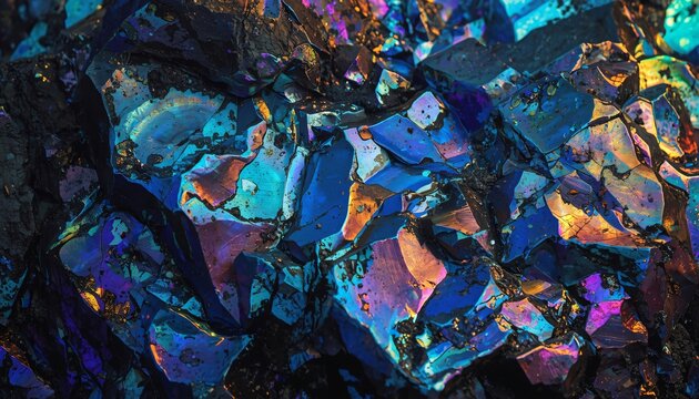 Iridescent Bornite Peacock Ore with Metallic Blue and Purple