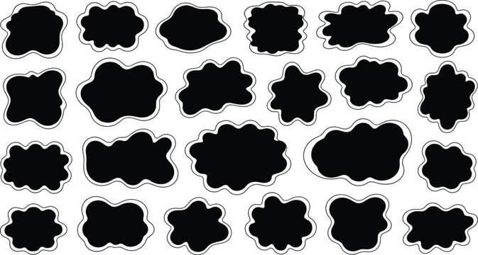 Abstract black shapes on white background a collection of irregular forms