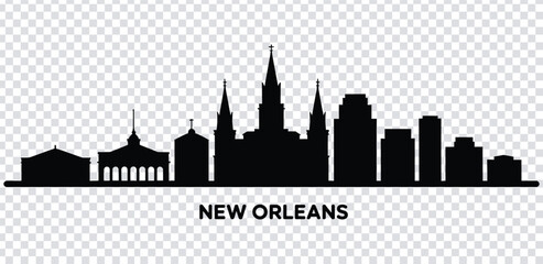 Fototapeta premium Vector illustration new orleans city skyline silhouette with iconic buildings
