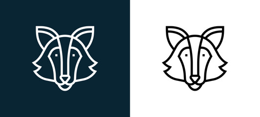 Two-color wolf outline icon pair in black and white, editable stroke vector illustration for web, mobile apps, UI design, branding, and print from animal head © MacroOne