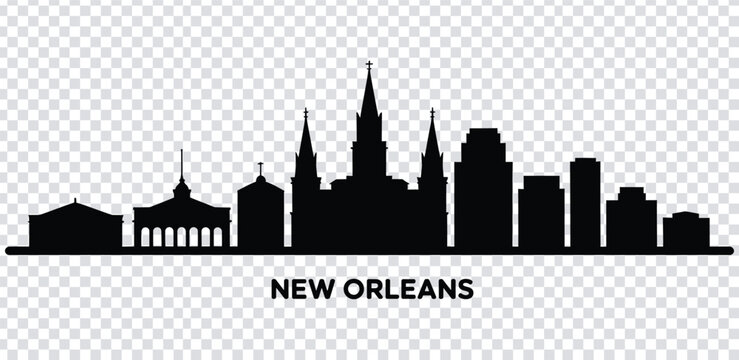 Vector illustration new orleans city skyline silhouette with iconic buildings