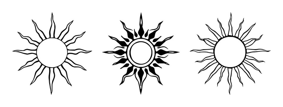 Zia sun symbol set with black line art minimalist design featuring Zia sun, line art, minimalistic with spiritual and cultural