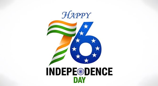 76th Indian Independence Day celebration with national flag and stars