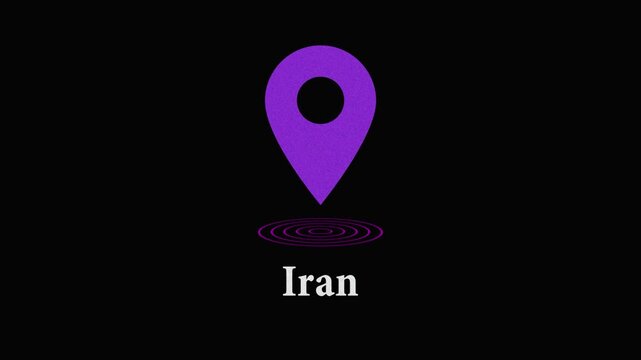 Animated pin drop location marker for iran on black background map pin gps navigation travel destination map pin gps navigation trave