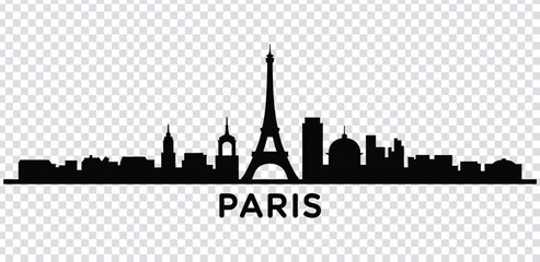 Vector illustration black silhouette of paris city skyline with eiffel tower © MdshakiburRahman