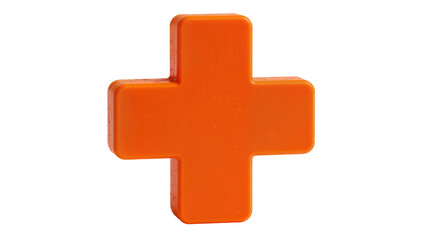 Fototapeta premium Bright orange plus sign shape, isolated on transparent background