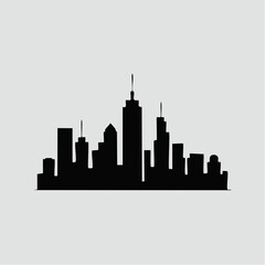 Fototapeta premium Black silhouette of a modern city skyline with skyscrapers