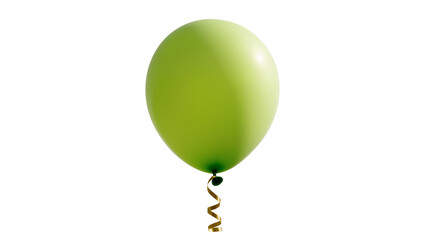 Lime green balloon with golden ribbon, isolated on transparent background © Hugo