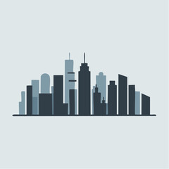 Fototapeta premium modern city skyline silhouette illustration with skyscrapers