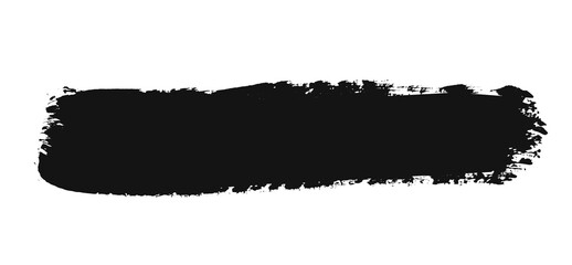 Fototapeta premium Rough edge black paint brush stroke bar title frame isolated on transparent background for expressive text highlight and banner overlay png 