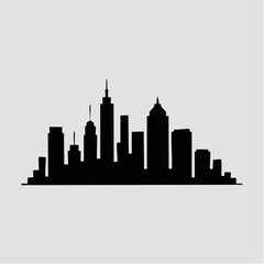 Fototapeta premium black silhouette city skyline illustration with skyscrapers