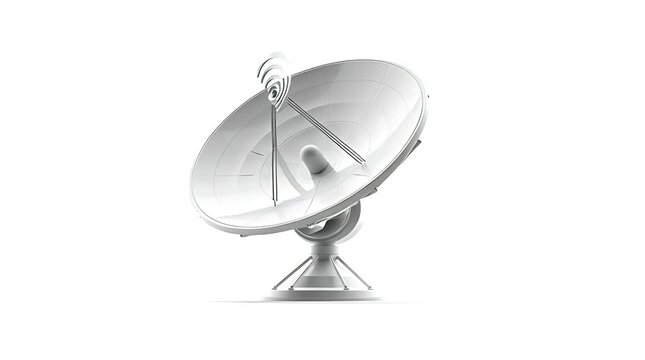 3D Render of Satellite Antenna Transmitting Wireless Communication