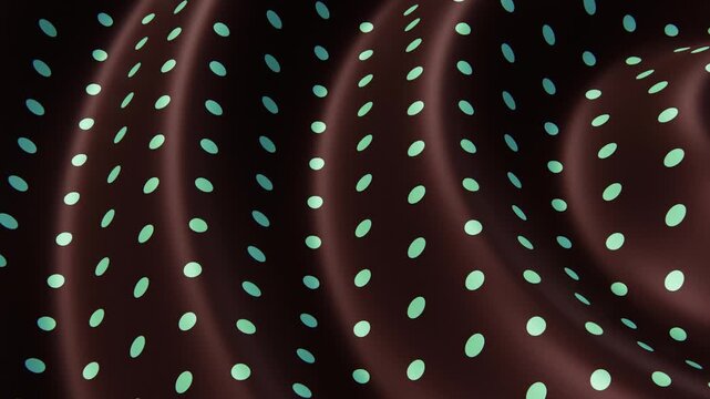 Horizontal abstract polka dot brown blue chic fabric pattern textile silk satin, manual realistic 3D render loop animation, backdrop banner promo template cover background grainy wallpaper