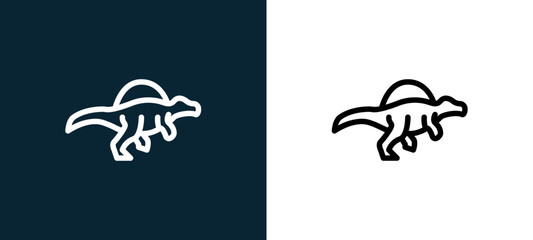 Two-color spiaurus outline icon pair in black and white, editable stroke vector illustration for web, mobile apps, UI design, branding, and print from diaur © MacroOne