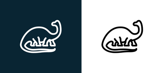 Two-color brontosaurus outline icon pair in black and white, editable stroke vector illustration for web, mobile apps, UI design, branding, and print from diaur © MacroOne