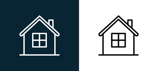 Fototapeta premium Two-color homepage outline icon pair in black and white, editable stroke vector illustration for web, mobile apps, UI design, branding, and print from essentials