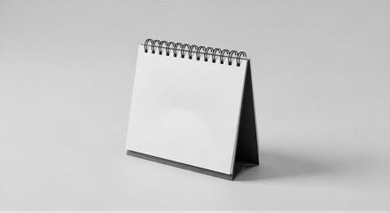 Standing desk calendar with blank pages on white background 