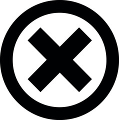 Fototapeta premium Cross Mark in Circle Icon Cancel Close Delete Symbol Negative Sign Minimal Black Flat Vector Illustration