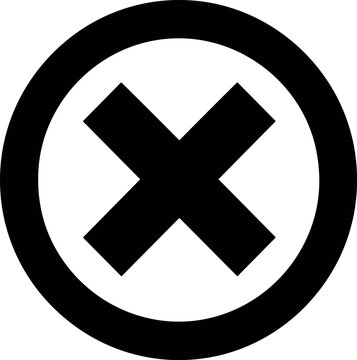 Cross Mark in Circle Icon Cancel Close Delete Symbol Negative Sign Minimal Black Flat Vector Illustration