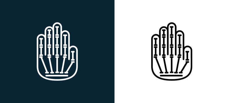 Two-color hand nadis outline icon pair in black and white, editable stroke vector illustration for web, mobile apps, UI design, branding, and print from body parts