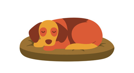 Dog Sleeping Peacefully on a Comfortable Pet Bed in a Cute Cartoon Style