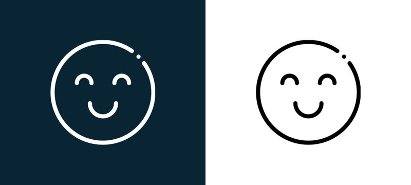 Two-color emotion outline icon pair in black and white, editable stroke vector illustration for web, mobile apps, UI design, branding, and print from TAB BAR AND SETTINGS