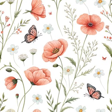 seamless pattern with poppies