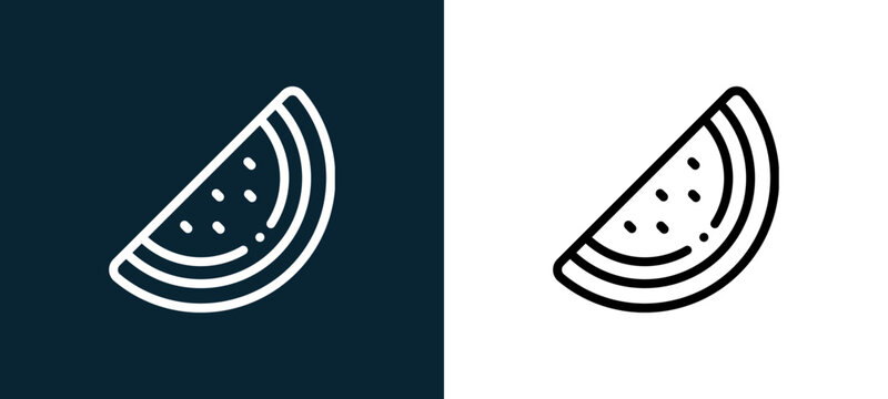 Two-color fruit outline icon pair in black and white, editable stroke vector illustration for web, mobile apps, UI design, branding, and print from TAB BAR AND SETTINGS