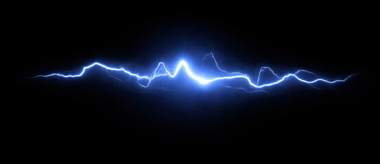 Blue electric light beam lightning streak glow energy effect png overlay element © Ivan