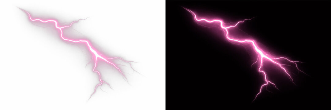 Pink glowing lightning beam light streak electric energy png overlay element
