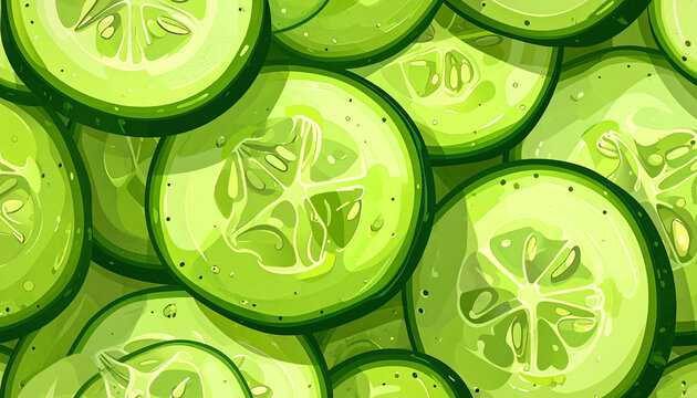 Minimalist cucumber slices pattern illustration