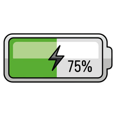 Fototapeta premium 75 Percent Charging Battery Status Flat Vector Icon