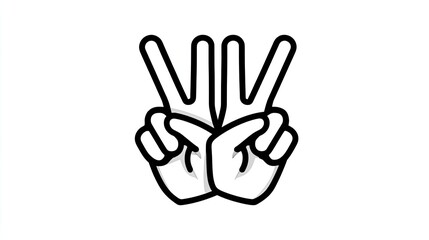 Obraz premium Stylized depiction of two hands forming the number three gesture against a white background