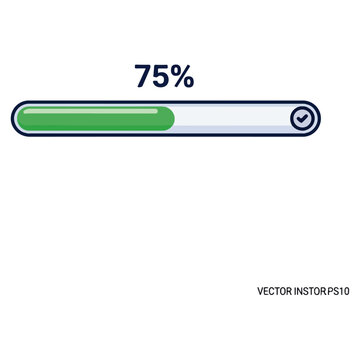 75 Percent Progress Bar Flat Vector Design Template