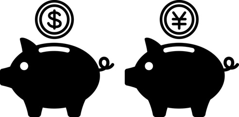 ブタの貯金箱のシンプルなアイコン。（Pig money box simple icon.）  © ochikosan