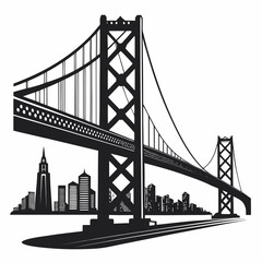 Fototapeta premium bridge silhouette with urban infrastructure architecture vector illustration 