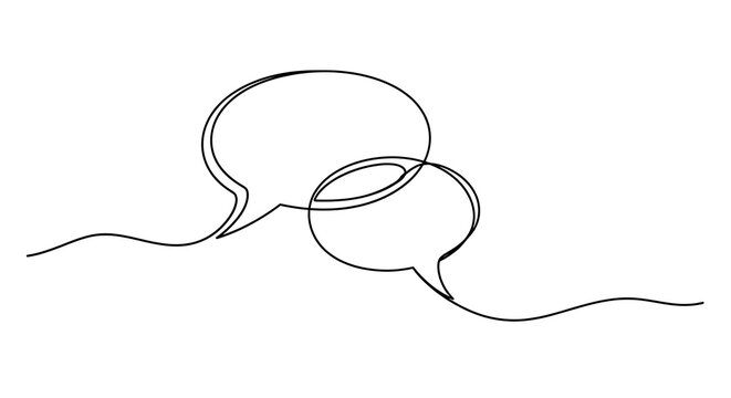 Continuous line drawing of two speech bubbles