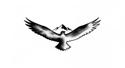 Fototapeta premium Eagle in Flight Over Mountain Peaks, Majestic Wildlife Symbol