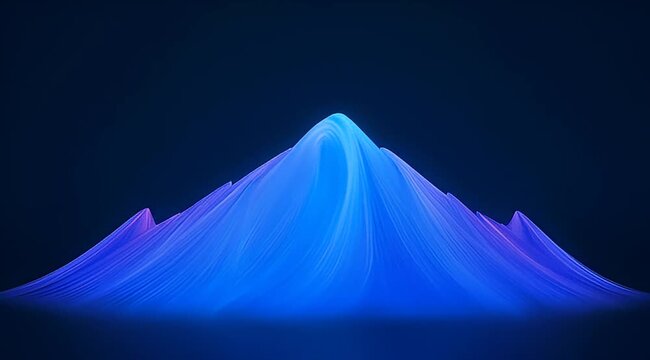 Abstract blue mountain range with futuristic wavy design against dark background