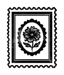 Obraz premium PNG Vintage floral stamp illustration