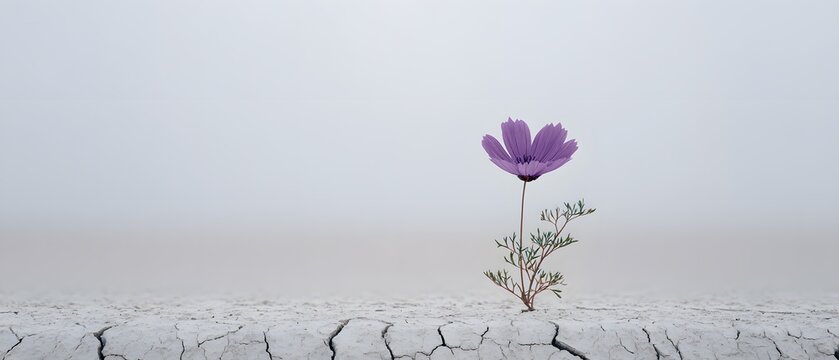 Flower in Arid Land, Hope Concept